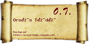 Orsós Tádé névjegykártya